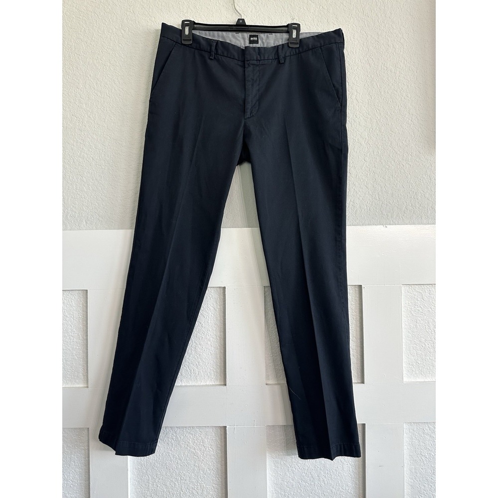 Hugo Boss Dress Pants Mens 36x32 Black Modern Fit Stretch Trousers